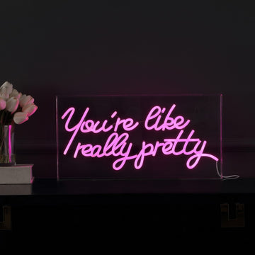 You're Like Really Pretty Contemporary Glam Acrylic Box USB Operated LED Neon Light - JONATHAN Y